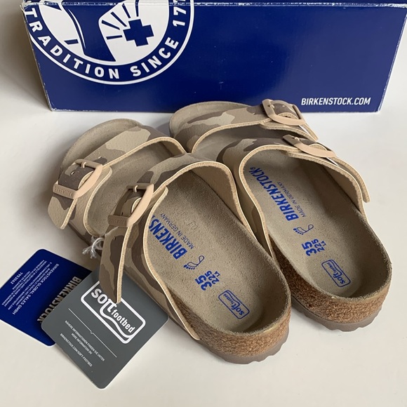 NIB BIRKENSTOCK Arizona Desert Soil Grey Taupe 2 Strap Sandal Size 35 Birko Flor - Picture 7 of 10